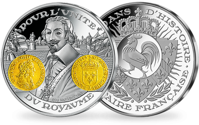 Frappe en argent pur 2000 ans d'histoire monétaire française: «Ecu d’Argent Louis XIII 1643»
